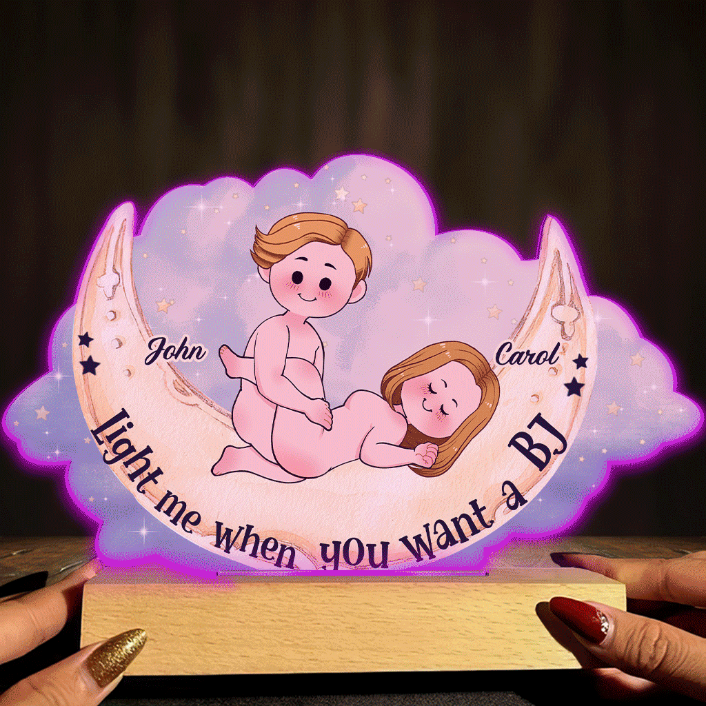Allume-moi quand tu veux une fellation - Plaque lumineuse personnalisée en forme de couple