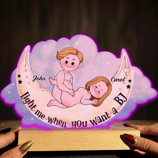 Allume-moi quand tu veux une fellation - Plaque lumineuse personnalisée en forme de couple