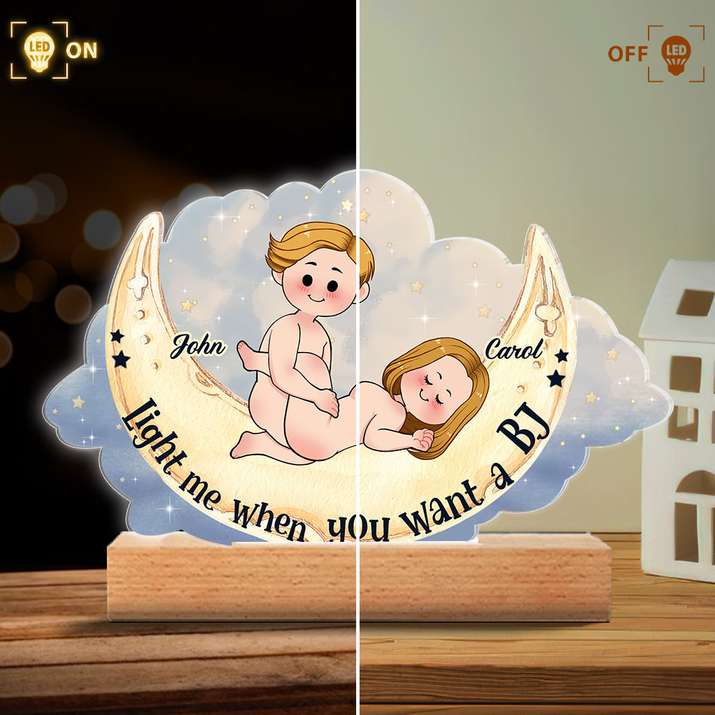 Allume-moi quand tu veux une fellation - Plaque lumineuse personnalisée en forme de couple