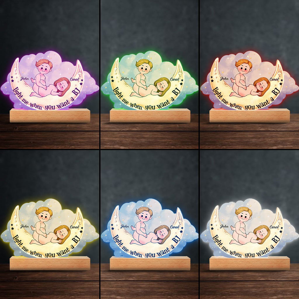 Allume-moi quand tu veux une fellation - Plaque lumineuse personnalisée en forme de couple