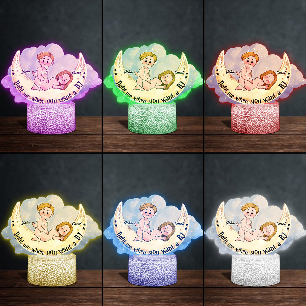 Allume-moi quand tu veux une fellation - Plaque lumineuse personnalisée en forme de couple