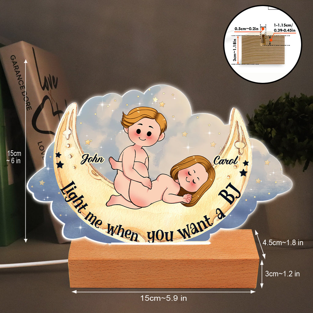 Allume-moi quand tu veux une fellation - Plaque lumineuse personnalisée en forme de couple
