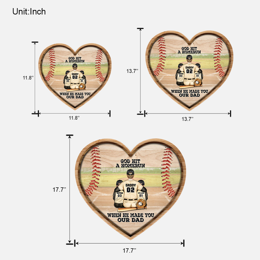 God Hit a Homerun - Personalized Father's Day Baseball Wood Sign