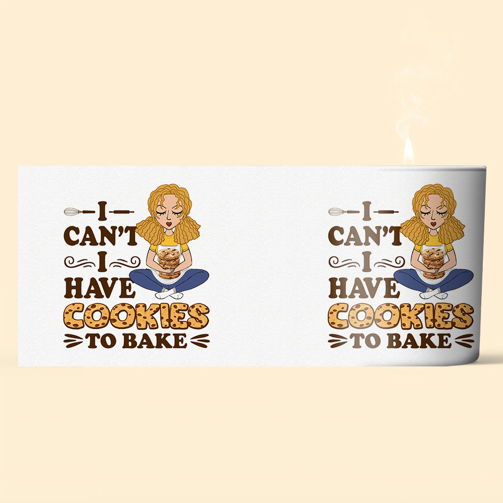 Je ne peux pas, j'ai des biscuits à faire cuire ! - Bougie de pâtisserie personnalisée avec couvercle en bois