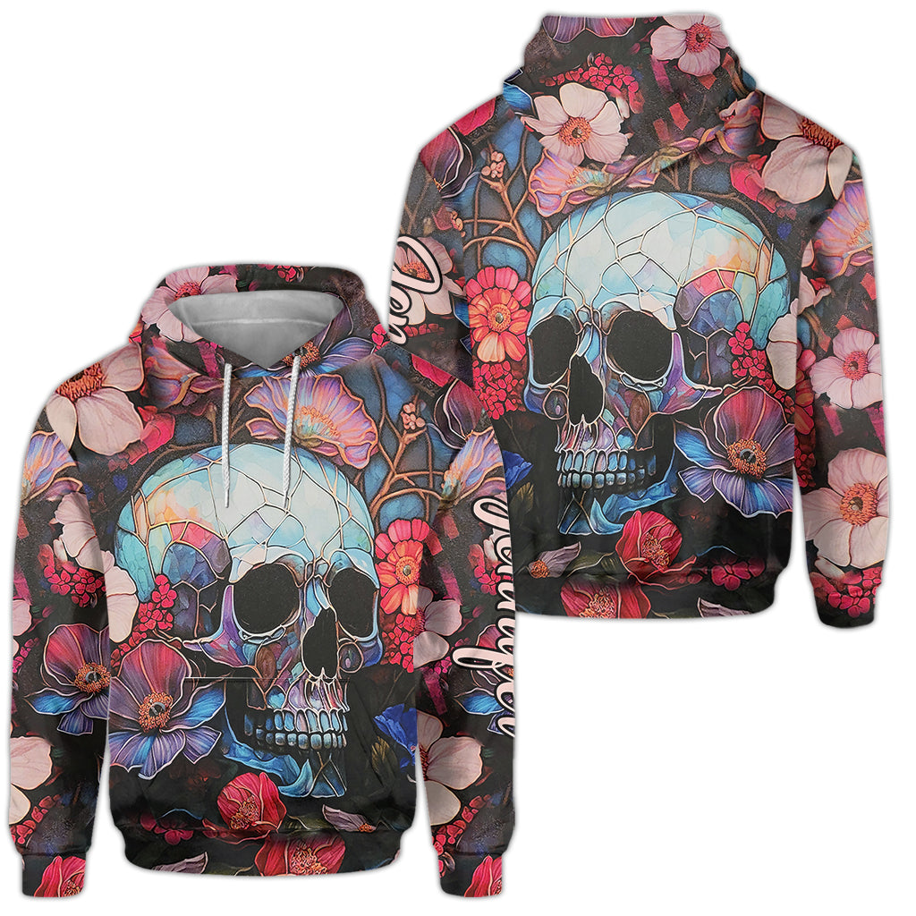 Tête de mort florale - Sweat à capuche et leggings personnalisés avec tête de mort