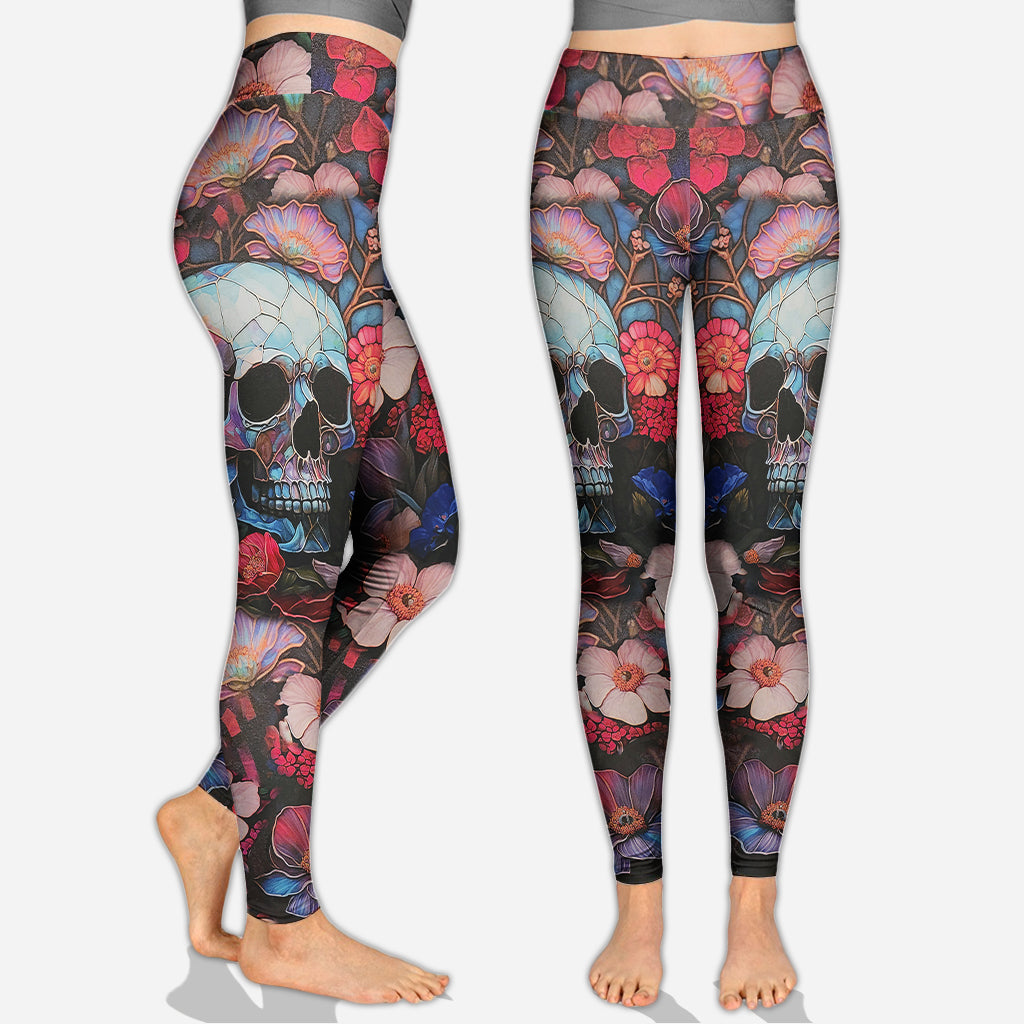 Tête de mort florale - Sweat à capuche et leggings personnalisés avec tête de mort