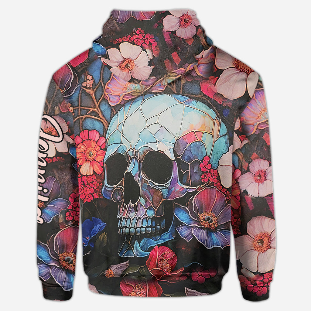 Tête de mort florale - Sweat à capuche et leggings personnalisés avec tête de mort