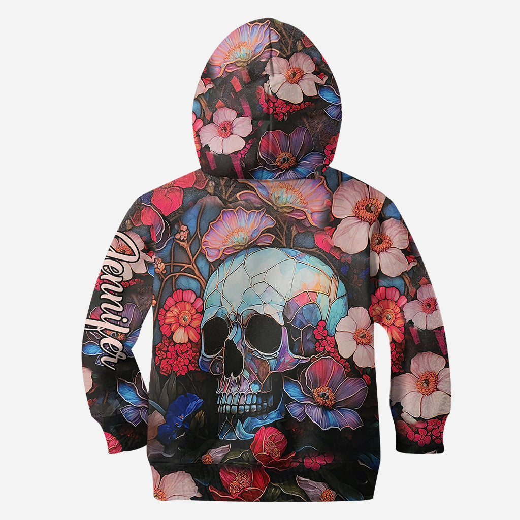 Tête de mort florale - Sweat à capuche et leggings personnalisés avec tête de mort