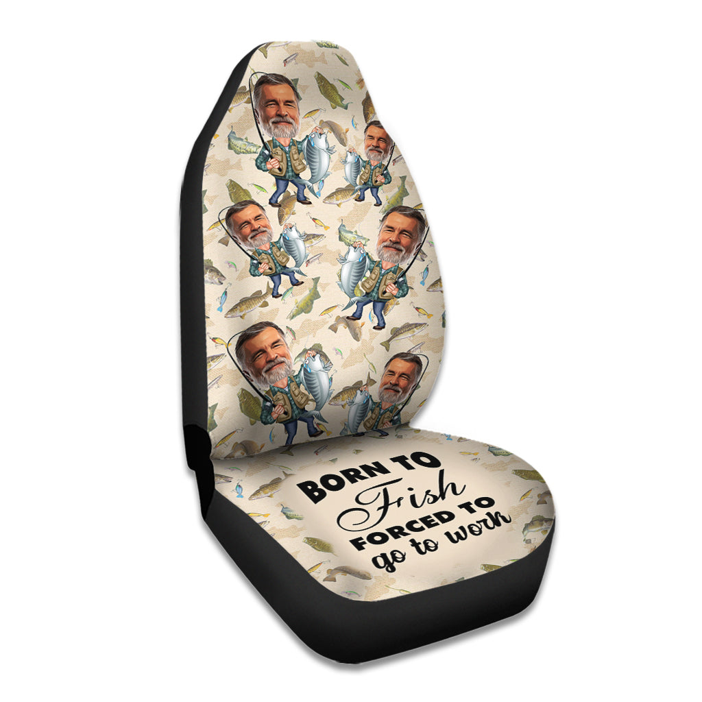 Born To Fish Force To Go To Work - Personalized Fishing Seat Covers