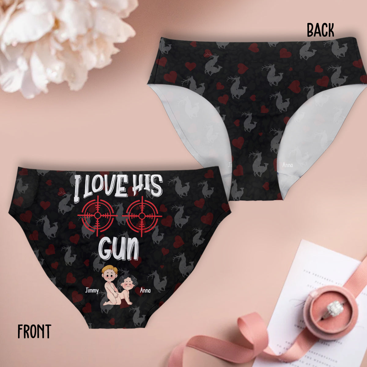 J'aime sa cible, j'aime son fusil - Slips de chasse personnalisés pour femmes et boxers pour hommes