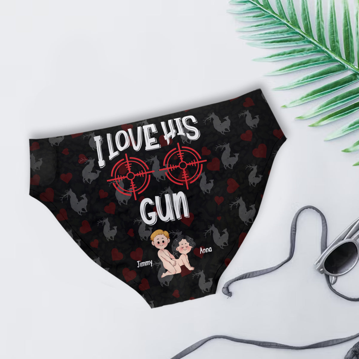 J'aime sa cible, j'aime son fusil - Slips de chasse personnalisés pour femmes et boxers pour hommes