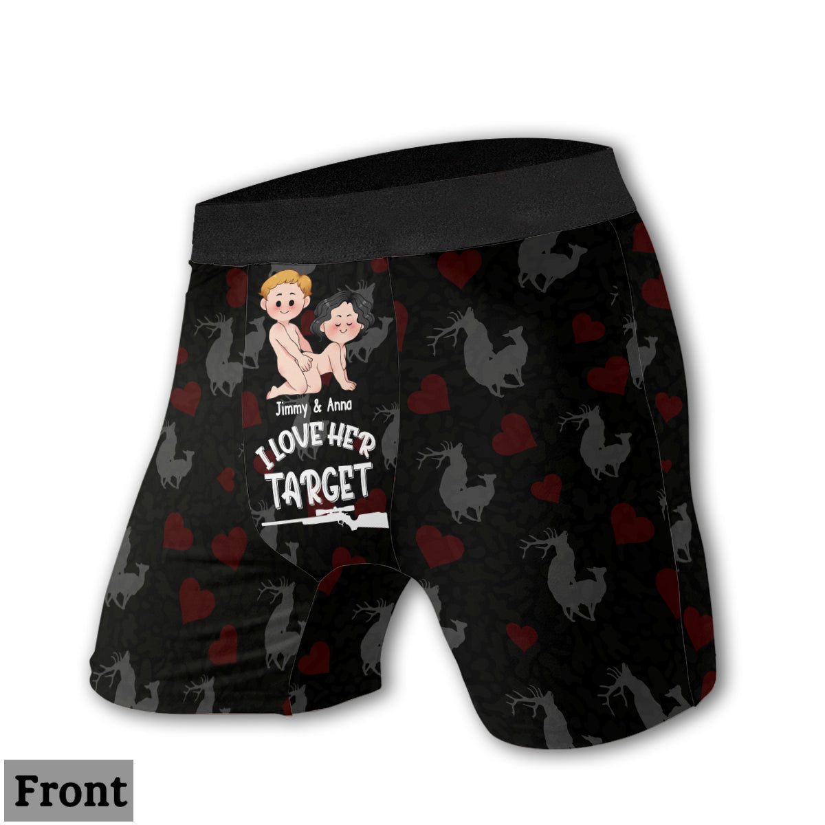 J'aime sa cible, j'aime son fusil - Slips de chasse personnalisés pour femmes et boxers pour hommes