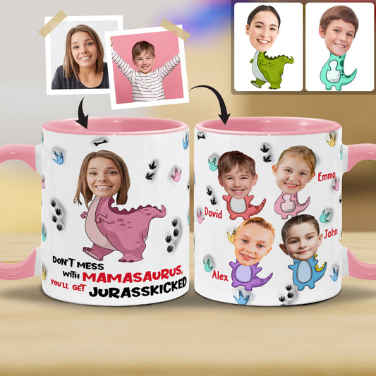 Ne vous frottez pas à Mamasaurus Jurasskicked - Mug personnalisé pour maman