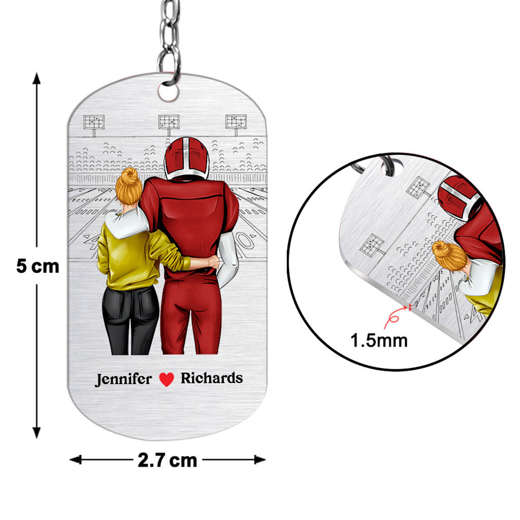 Rentrez chez vous en toute sécurité - Porte-clés personnalisé en acier inoxydable sur le thème du football