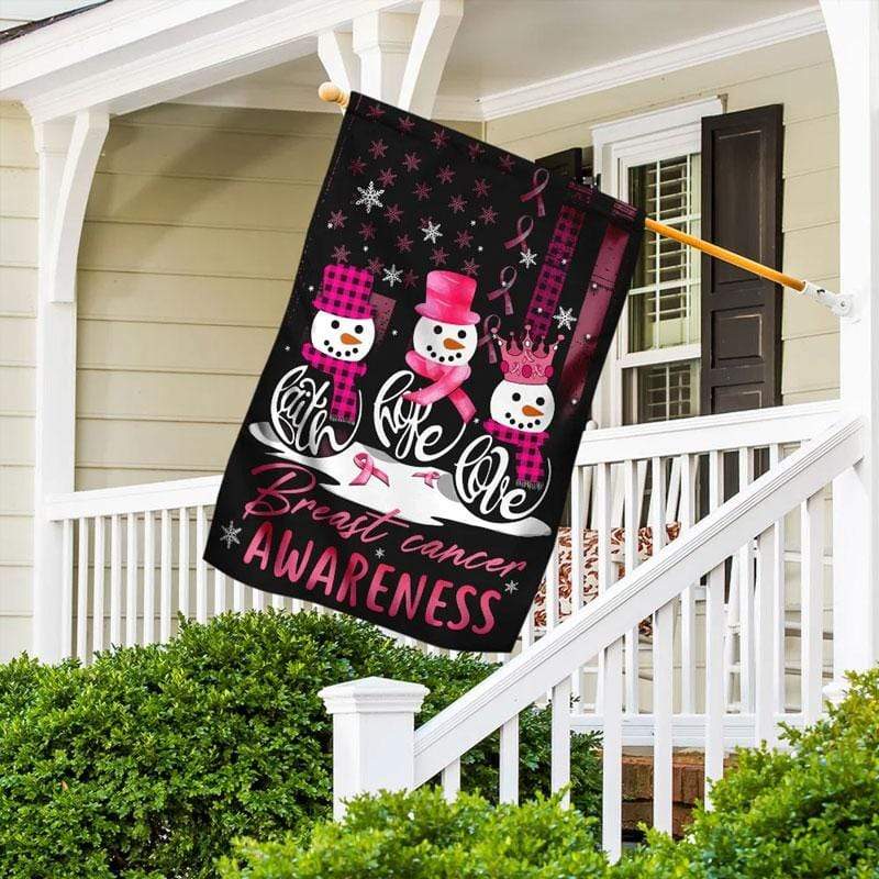 Foi, Espérance, Amour et Bonhomme de Neige - Drapeau de la Maison de la Sensibilisation au Cancer du Sein 0822