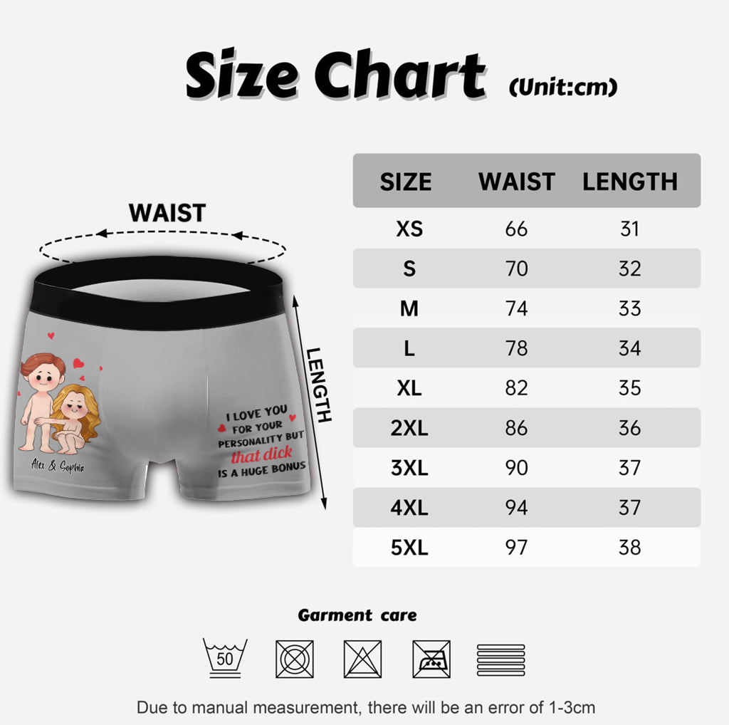 Je t'aime pour ta personnalité - Boxers personnalisés pour couples d'hommes
