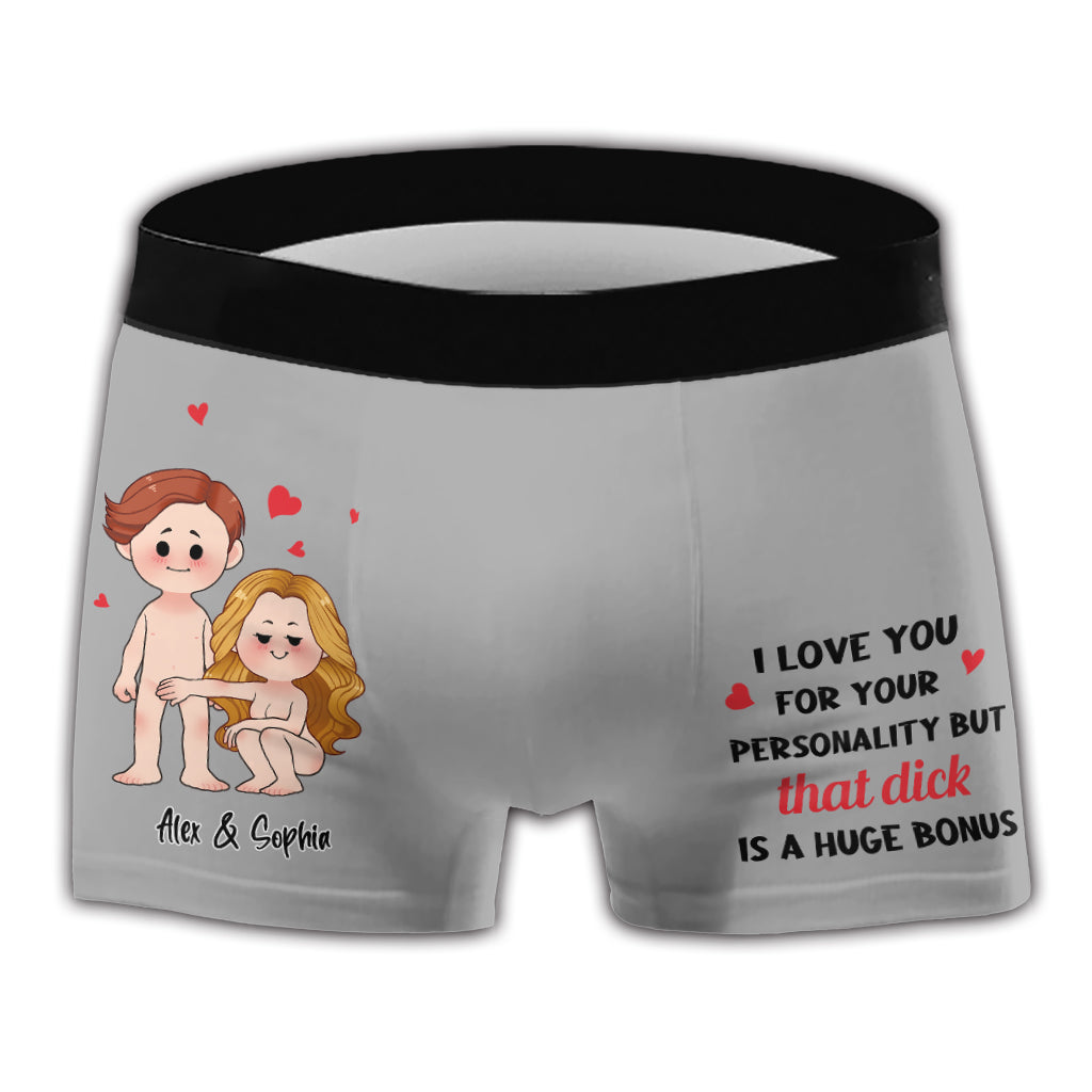 Je t'aime pour ta personnalité - Boxers personnalisés pour couples d'hommes