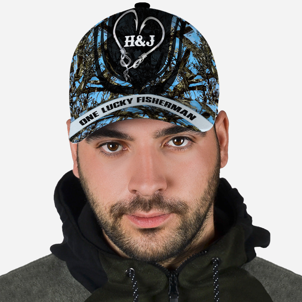 Un pêcheur chanceux - Cadeau de pêche pour mari, petit ami, père, grand-père - Casquette classique personnalisée