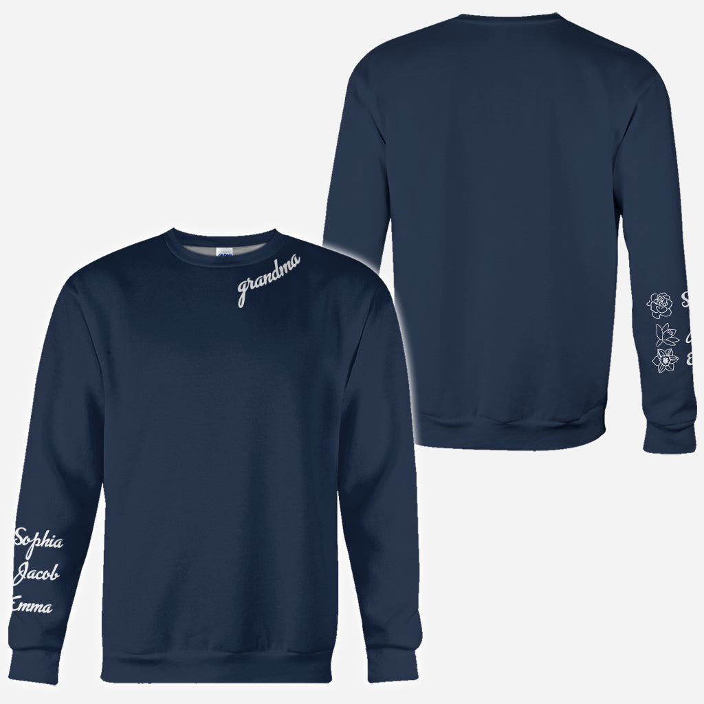 Fleurs de Nana - Cadeau pour grand-mère, maman, papa, tante - T-shirt personnalisé intégral