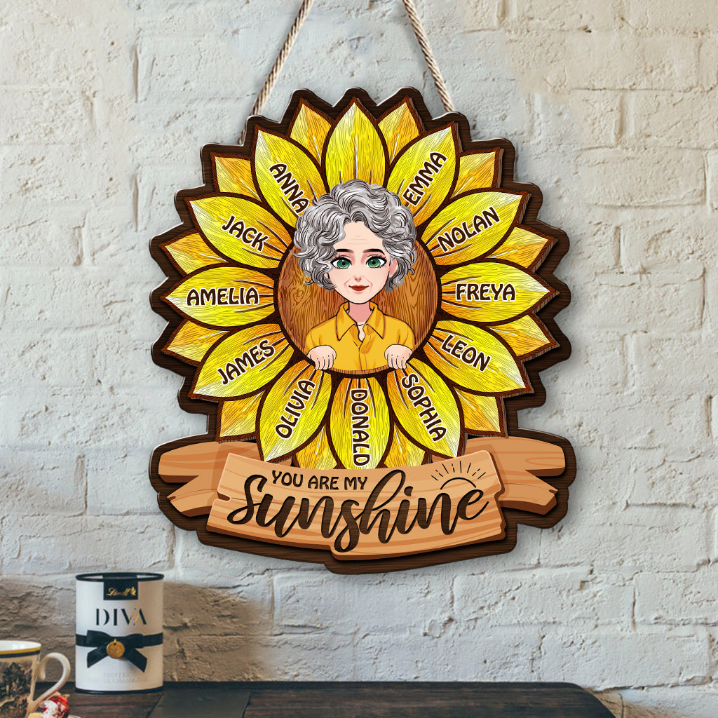 Tu es mon rayon de soleil - Cadeau pour maman, grand-mère - Panneau en bois personnalisé