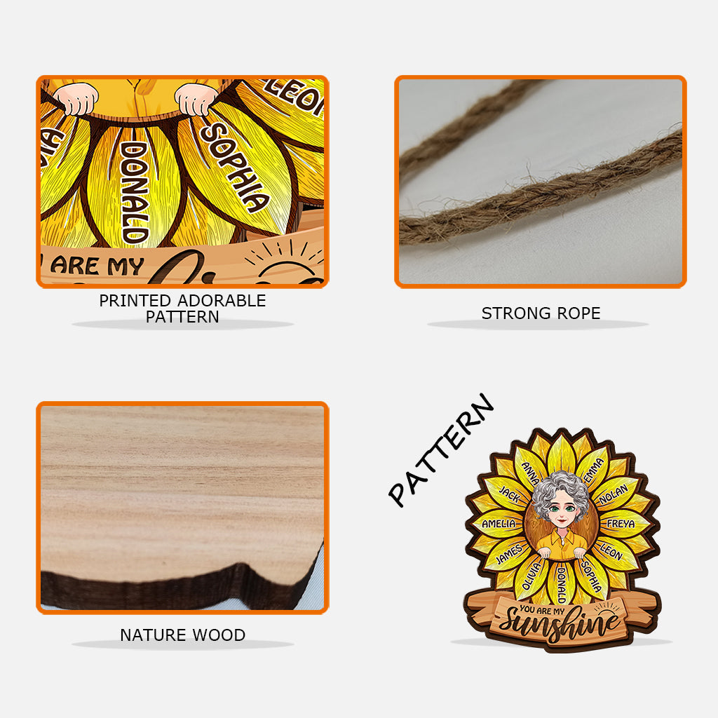 Tu es mon rayon de soleil - Cadeau pour maman, grand-mère - Panneau en bois personnalisé