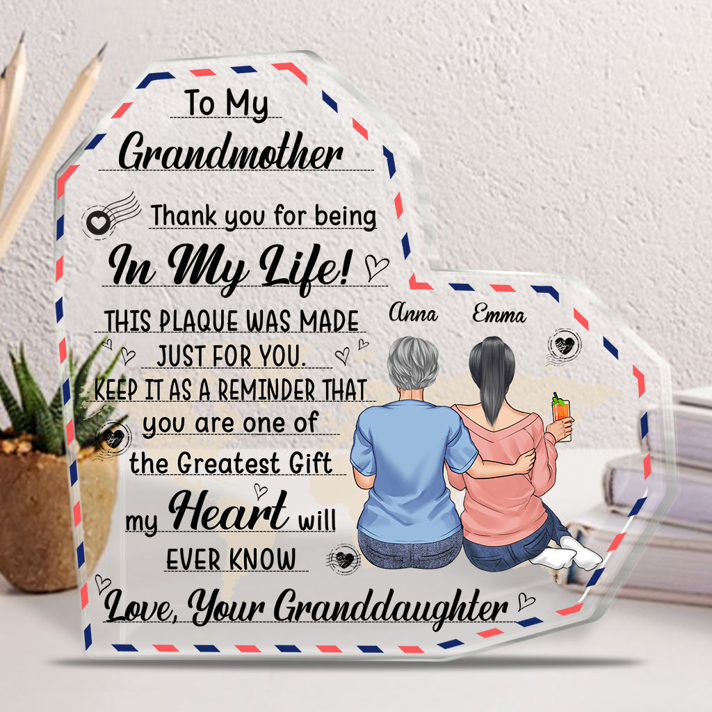 À ma grand-mère - Cadeau pour maman, grand-mère, tante - Plaque acrylique personnalisée sur mesure