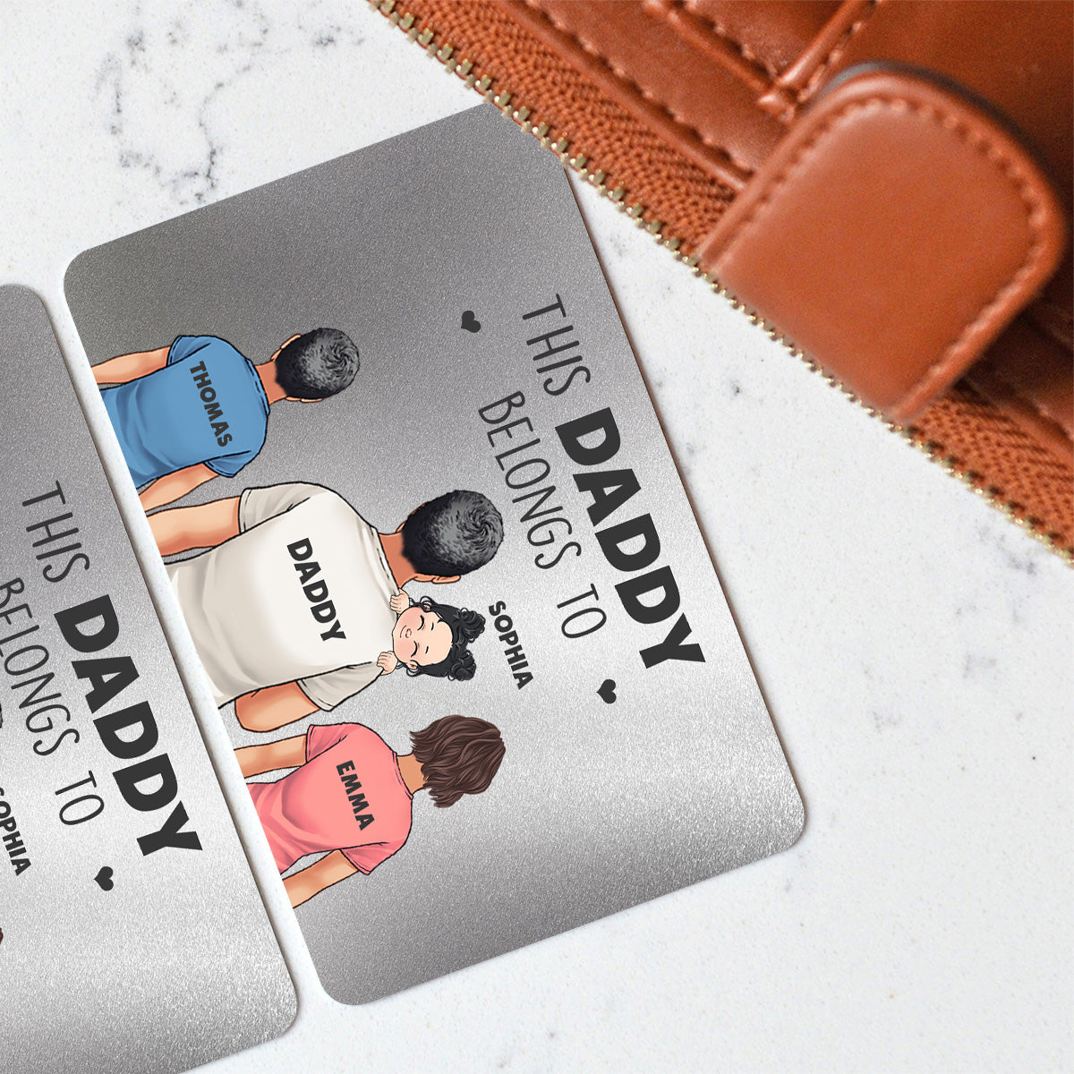 Ce papa appartient à - Carte personnalisée à insérer dans le portefeuille du père