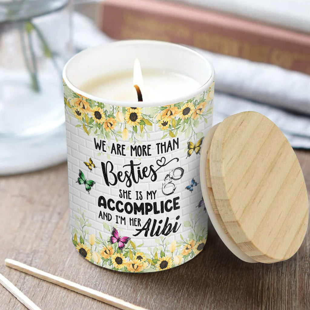 We're More Than Besties - Personalized Bestie Candle With Wooden Lid