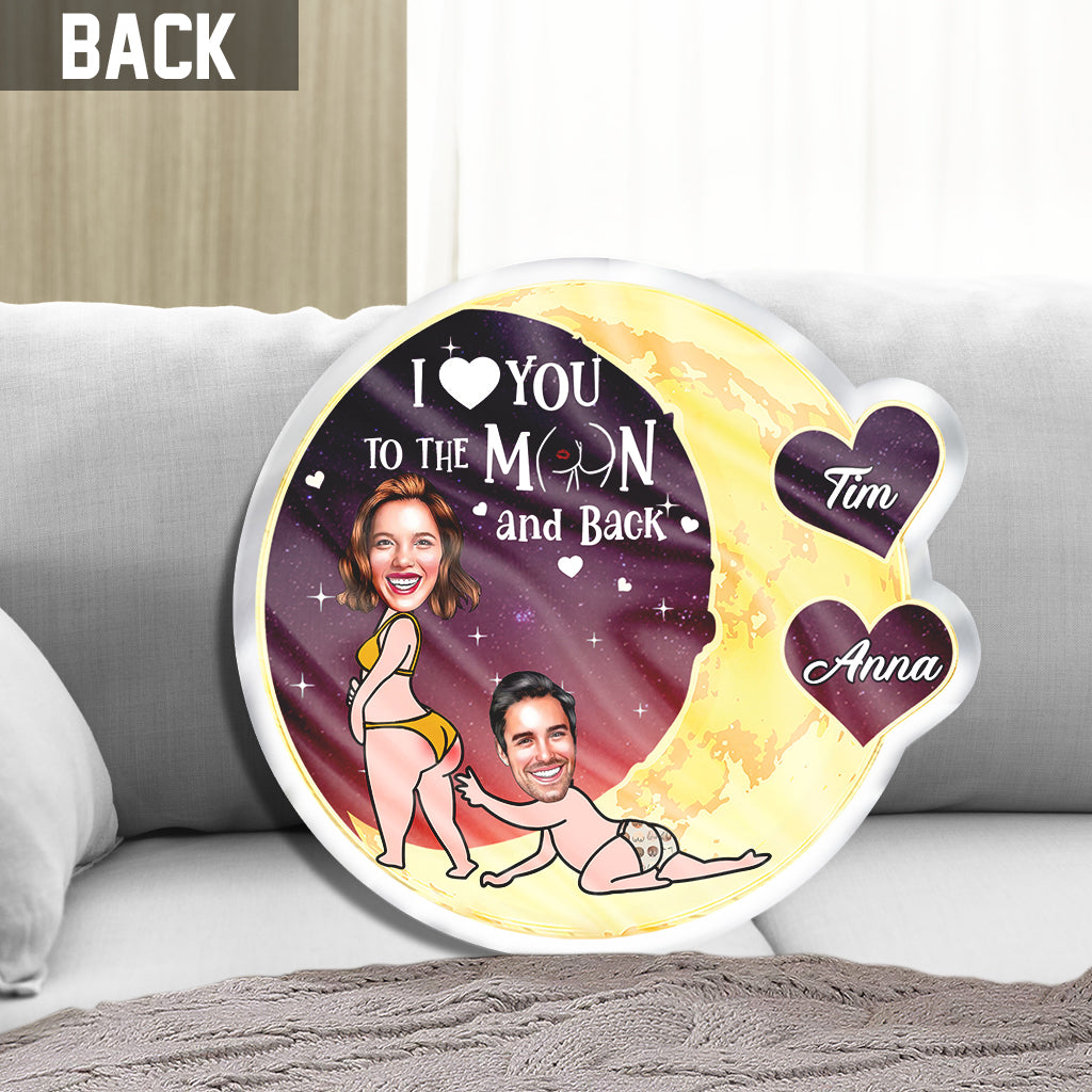 I Love You To The Moon - Personalized Couple Shaped Pillow
