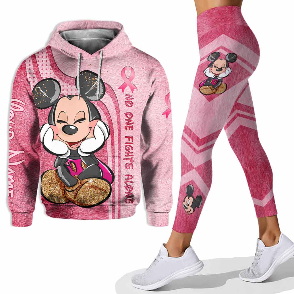 Personne ne combat seul - Sweat à capuche et legging personnalisés pour la sensibilisation au cancer du sein