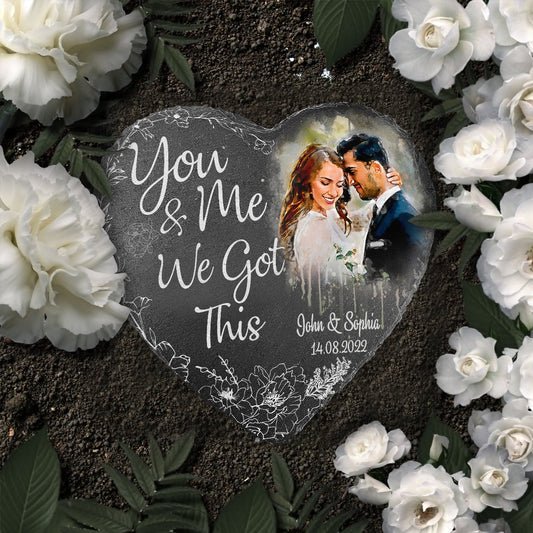 Toi et moi, on gère - Pierre en forme de cœur personnalisée pour couple