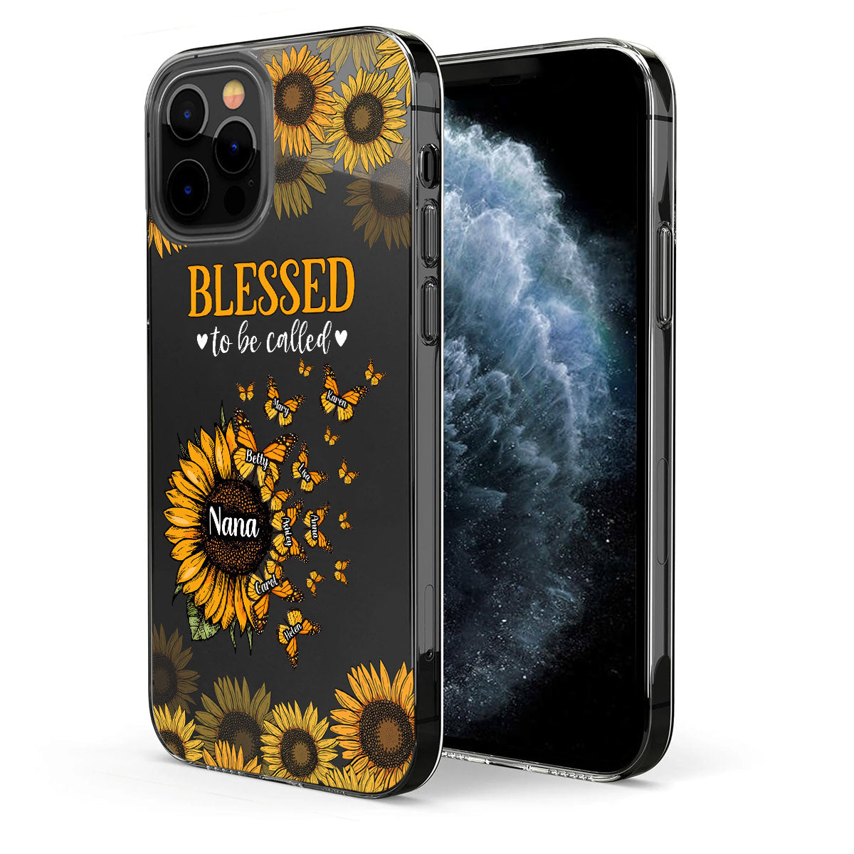 Magnifique tournesol - Cadeau pour grand-mère, maman - Coque de téléphone transparente personnalisée