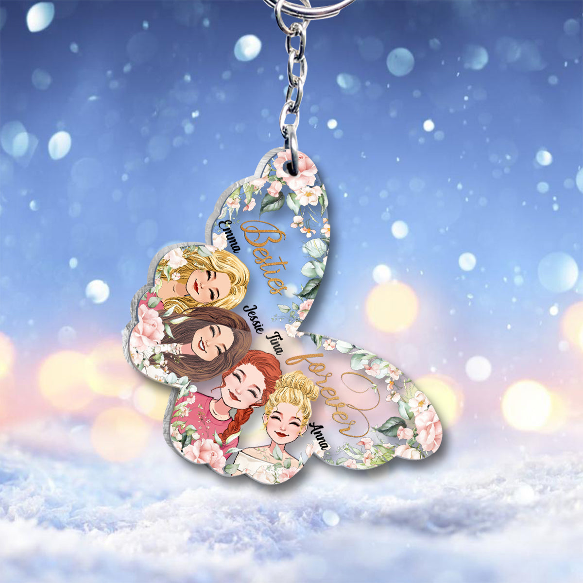 Meilleures amies pour toujours - Porte-clés transparent personnalisé pour meilleures amies