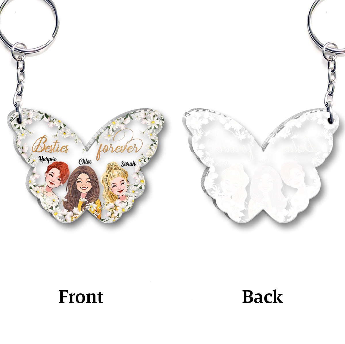 Meilleures amies pour toujours - Porte-clés transparent personnalisé pour meilleures amies