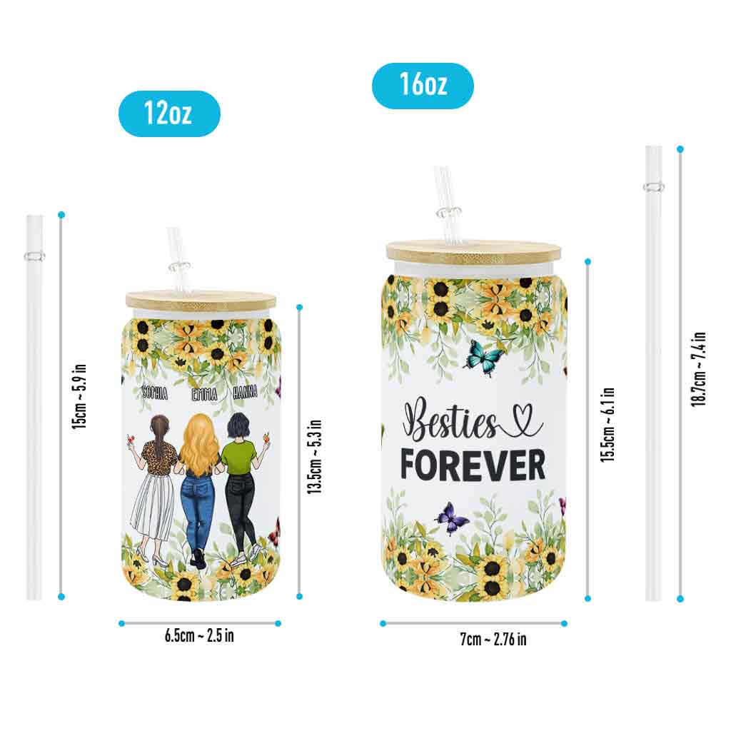Besties Forever - Personalized Bestie Can Glass