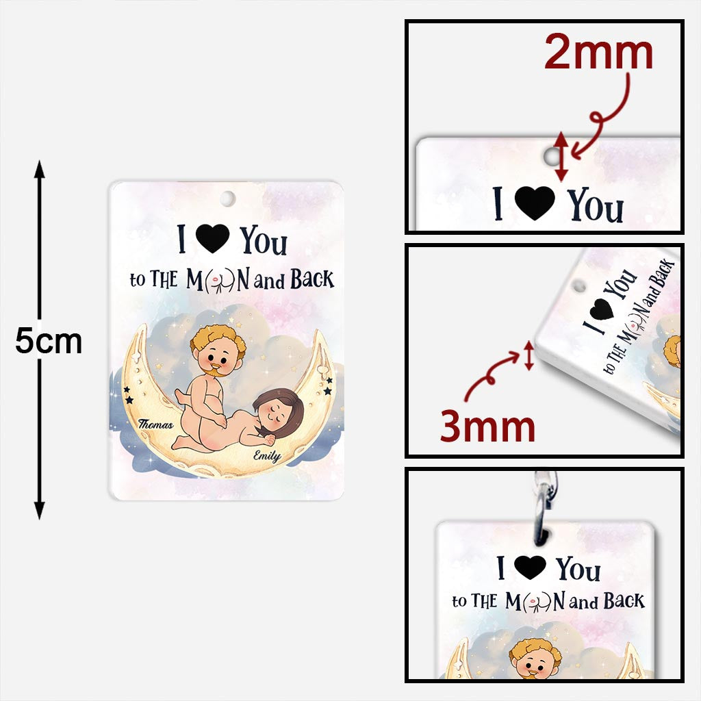 Je t'aime jusqu'à la lune et retour - Porte-clés personnalisé pour couple