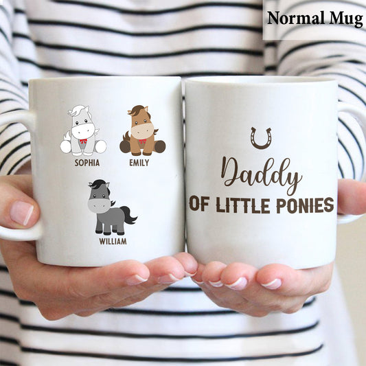 Les Petits Poneys de Papa - Cadeau sur le thème des chevaux pour papa, grand-père, mari, lui - Mug personnalisé
