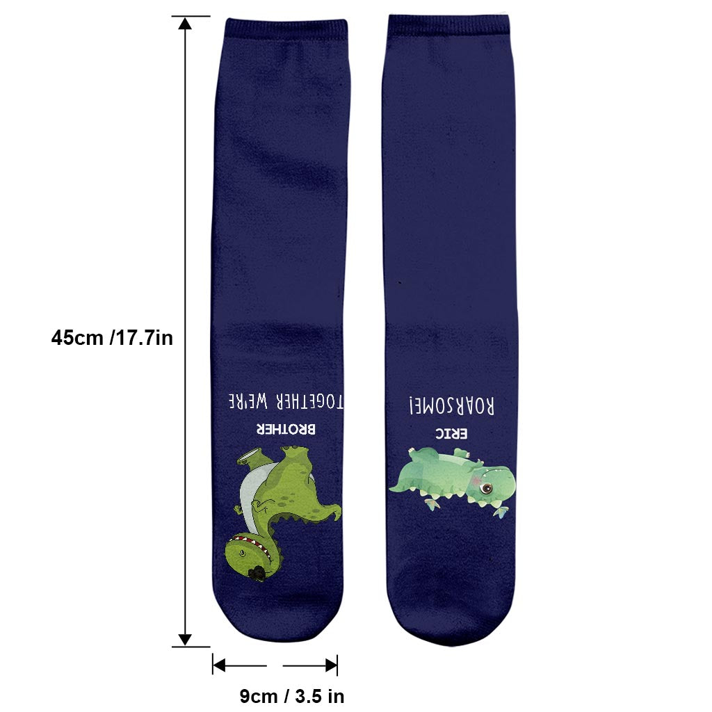 Ensemble, on rugit ! - Cadeau pour papa, grand-mère, grand-père, maman, oncle, tante, frère, sœur, fils, fille, petite-fille, petit-fils, jeunes mamans, jeunes papas - Chaussettes personnalisées