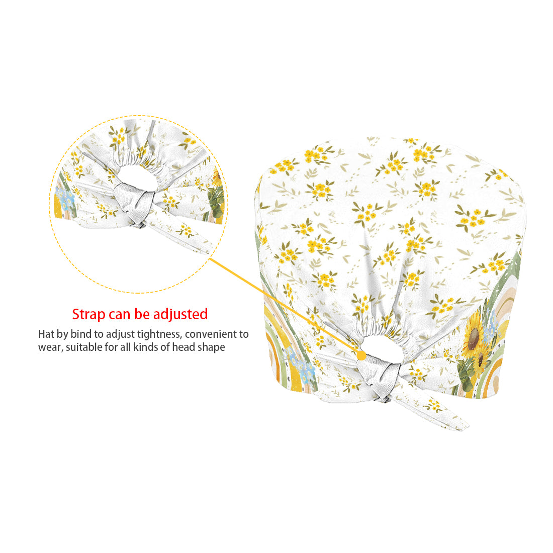 Bonnet de bloc opératoire personnalisé à motif floral arc-en-ciel