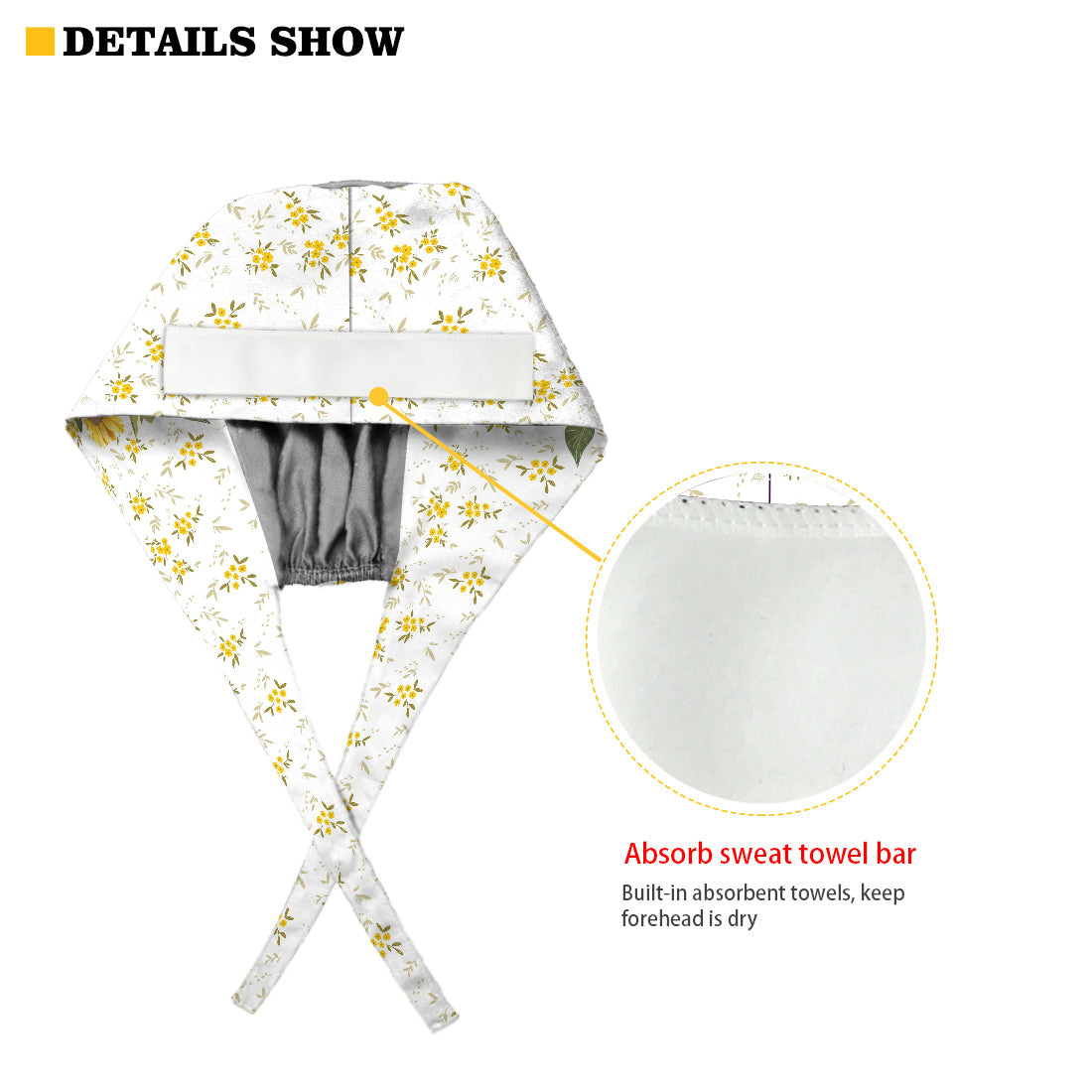 Bonnet de bloc opératoire personnalisé à motif floral arc-en-ciel