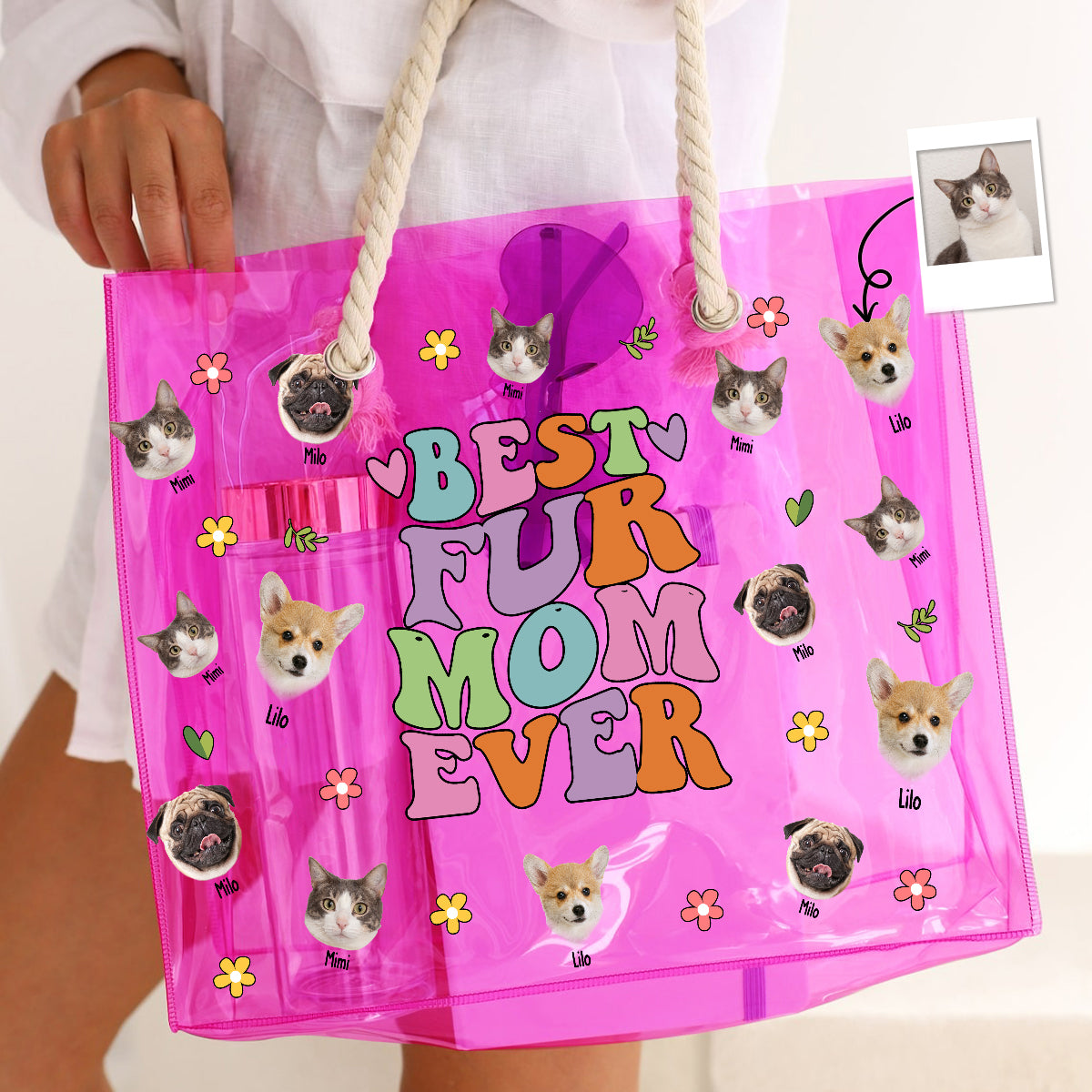 Ambiance maman chien/chat - Sac fourre-tout transparent personnalisé pour chien