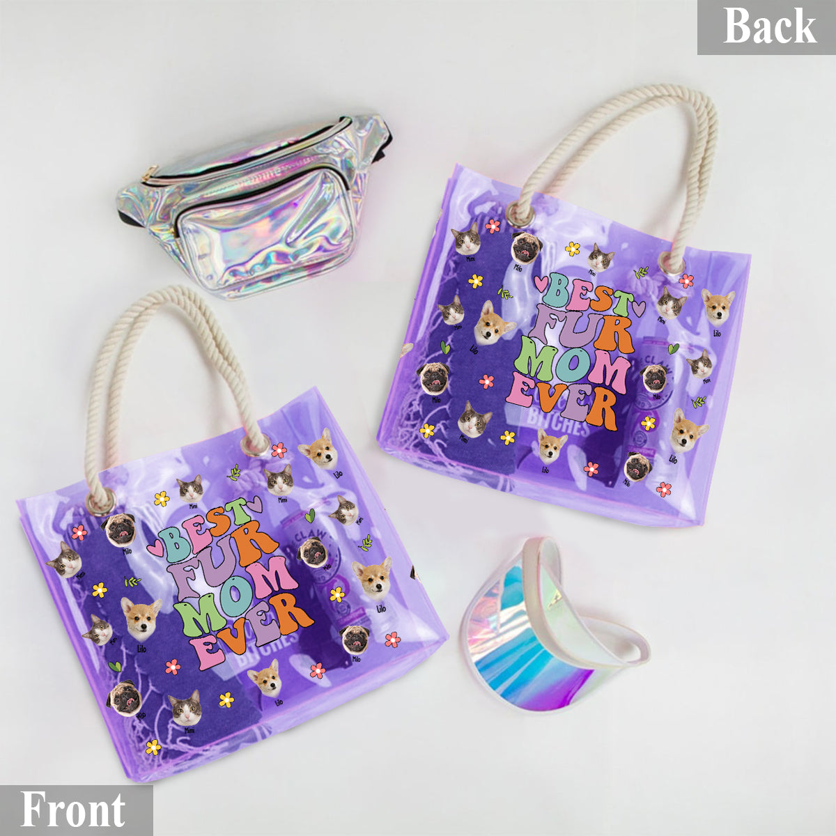 Ambiance maman chien/chat - Sac fourre-tout transparent personnalisé pour chien