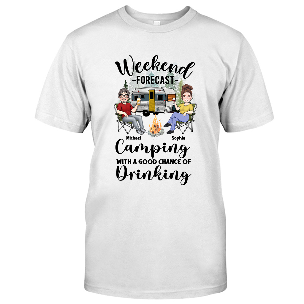 Prévisions du week-end - T-shirt et sweat à capuche de camping personnalisés