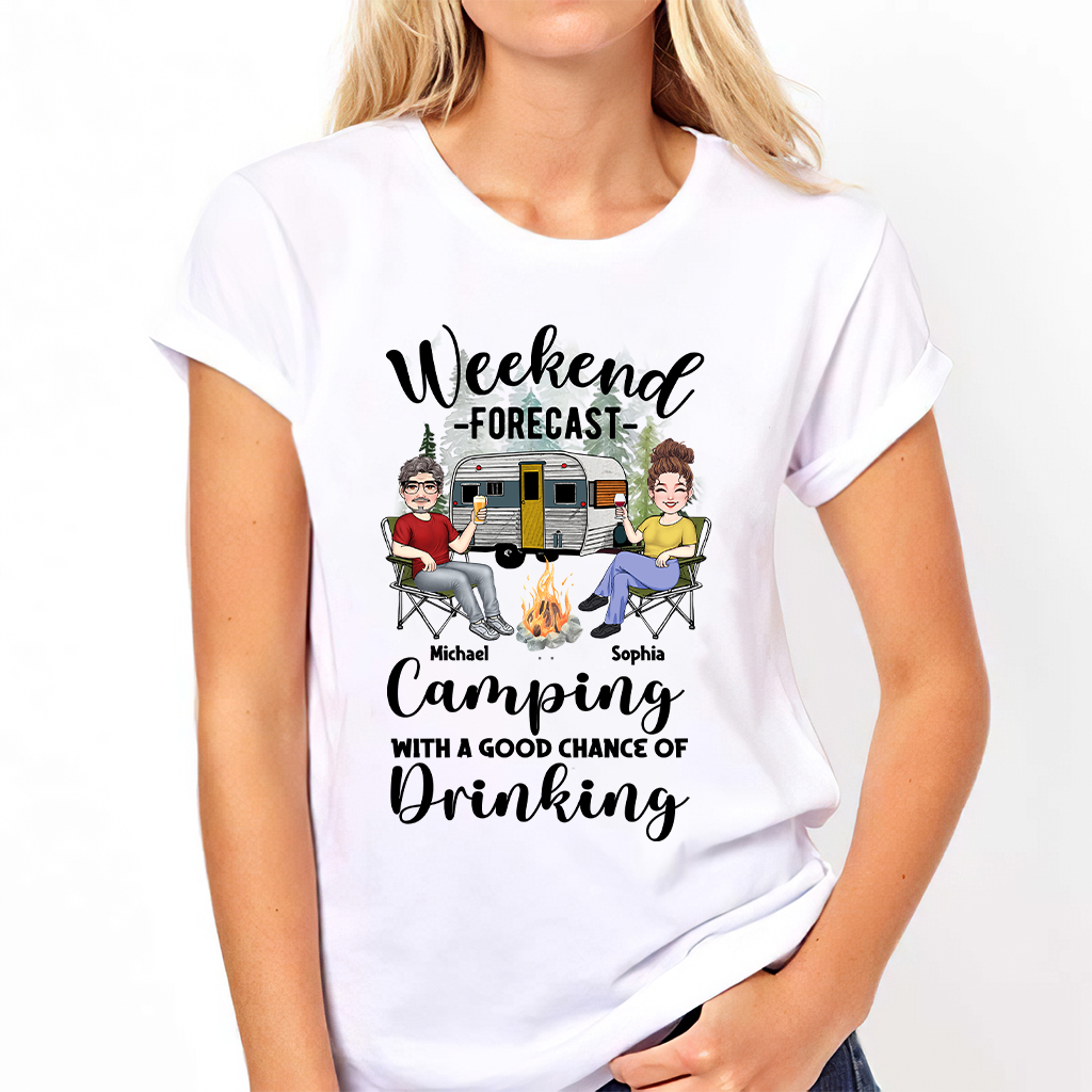 Prévisions du week-end - T-shirt et sweat à capuche de camping personnalisés