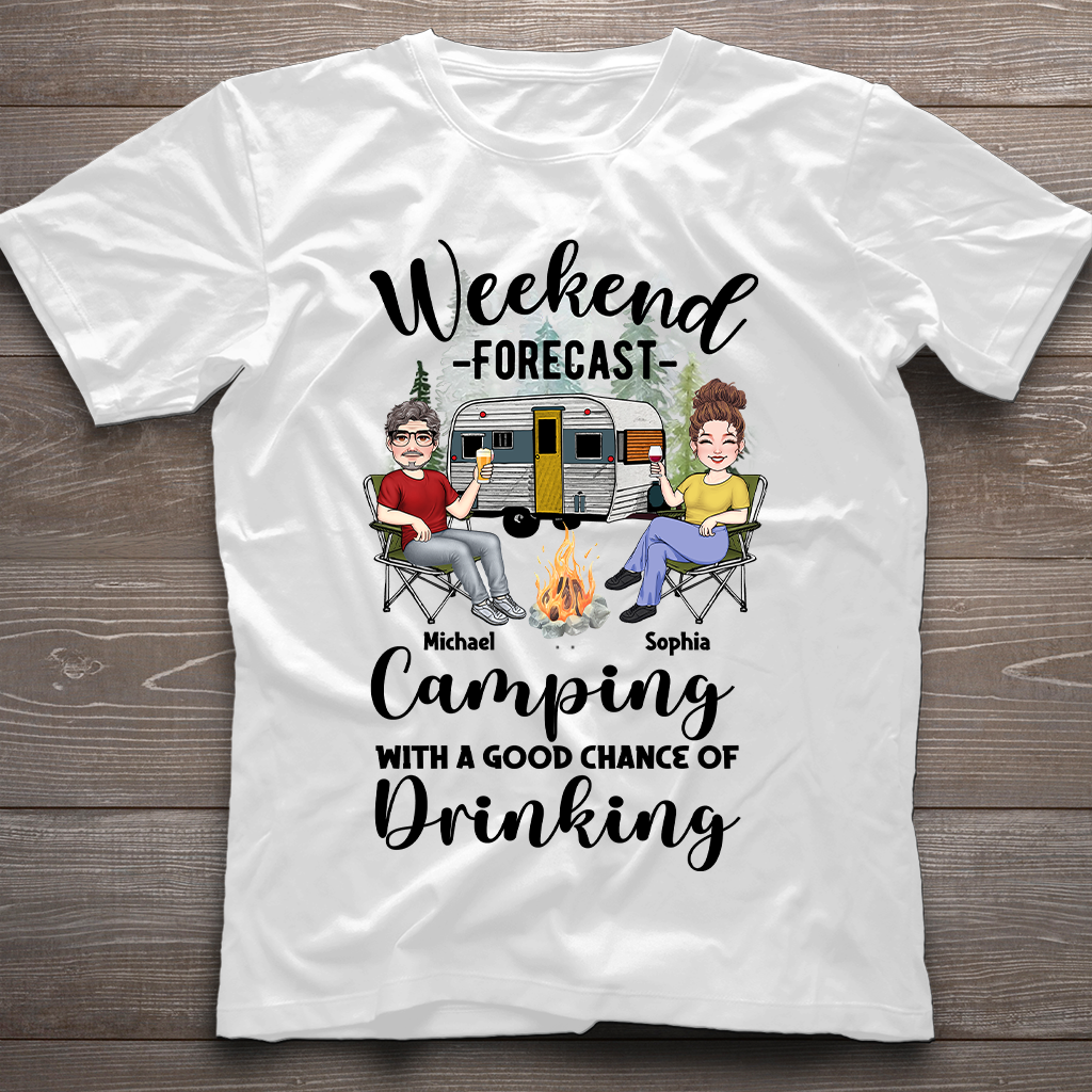 Prévisions du week-end - T-shirt et sweat à capuche de camping personnalisés