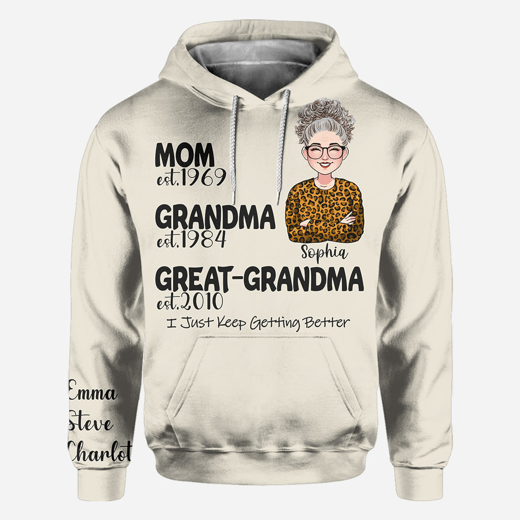 Maman, grand-mère, arrière-grand-mère - Cadeau pour grand-mère - T-shirt personnalisé intégral