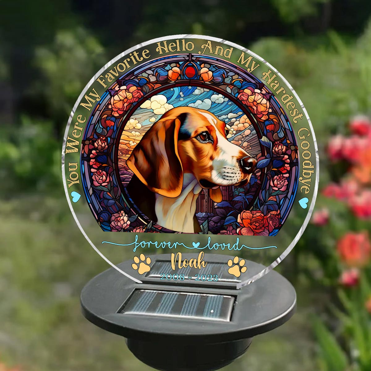 Tu étais mon préféré Bonjour - Lampe solaire de jardin personnalisée pour chien
