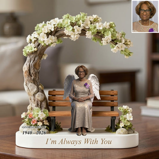 Figurine de banc mémorial personnalisée - Statue diorama commémorative, cadeau de sympathie pour la perte d'une grand-mère