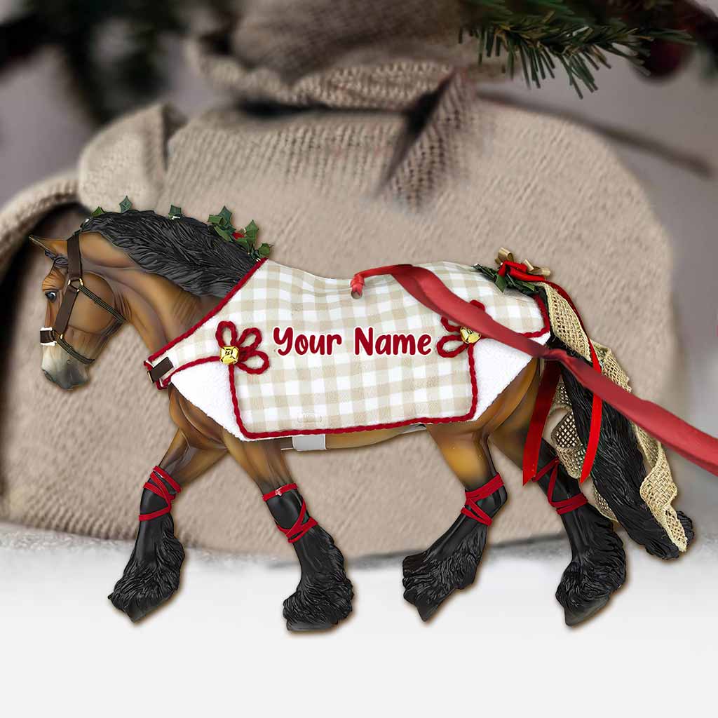 Cheval de Noël - Ornement de Noël personnalisé en forme de cheval (Impression recto verso)