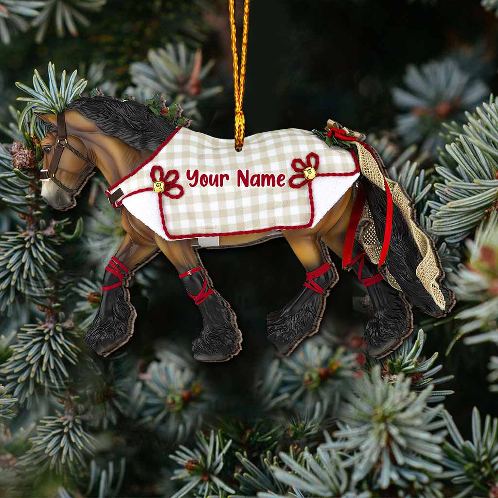 Cheval de Noël - Ornement de Noël personnalisé en forme de cheval (Impression recto verso)